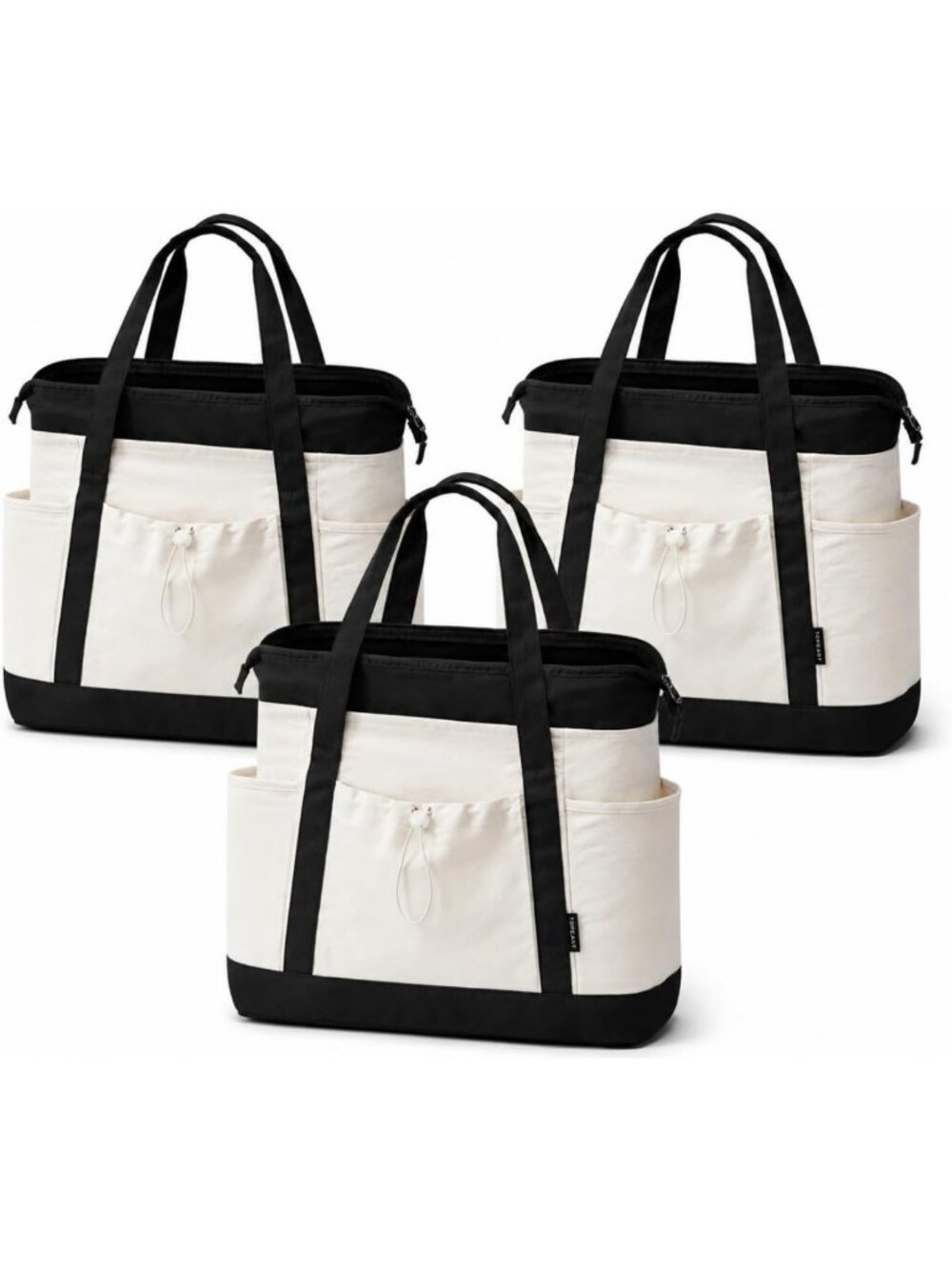 Large Foldable Canvas Tote Bag - Reusable Grocery Shopping Bag with Zipper